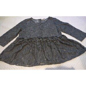 Gypsies & Moondust Lace Top Blouse Size L ~ 3/4 Sleeve EUC!
